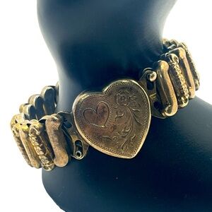 Gloria 1/20 10k gold filled on sterling silver heart expansion bracelet vintage